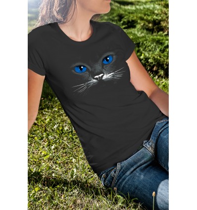  Дамска тениска с щампа Blue Eyeс cat