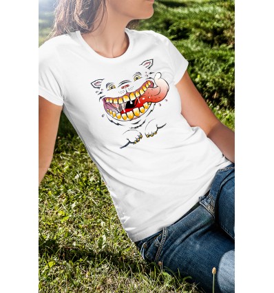  Дамска тениска с щампа Crazy Cat
