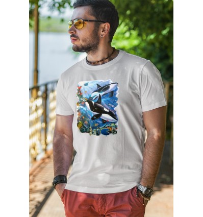 Мъжка тениска с щампа Two Orcas