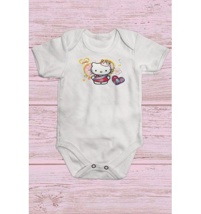 Бебешко боди с щампа Hello Kittis Princess